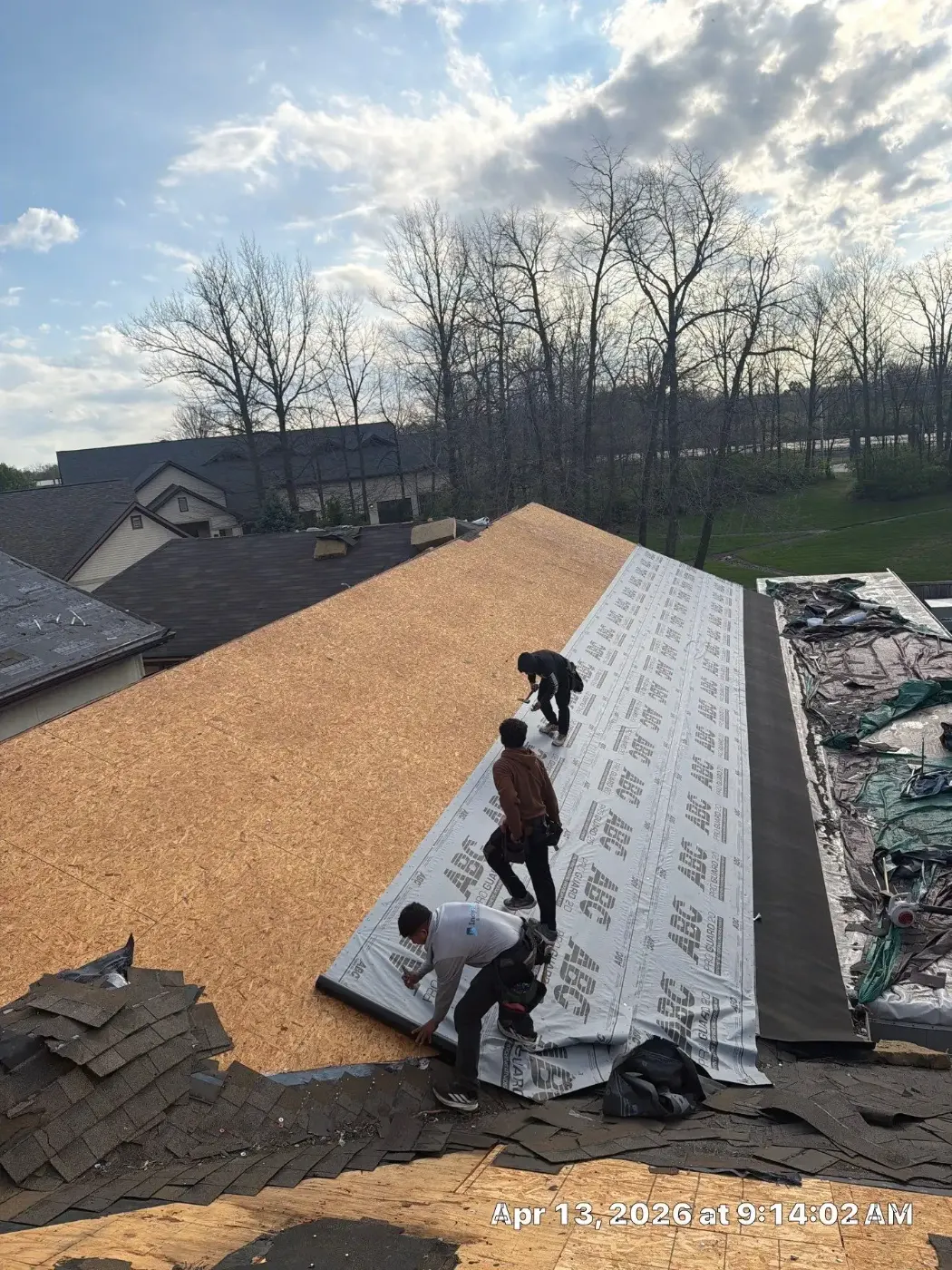 Storm damage documentation on a Greenfield commercial building