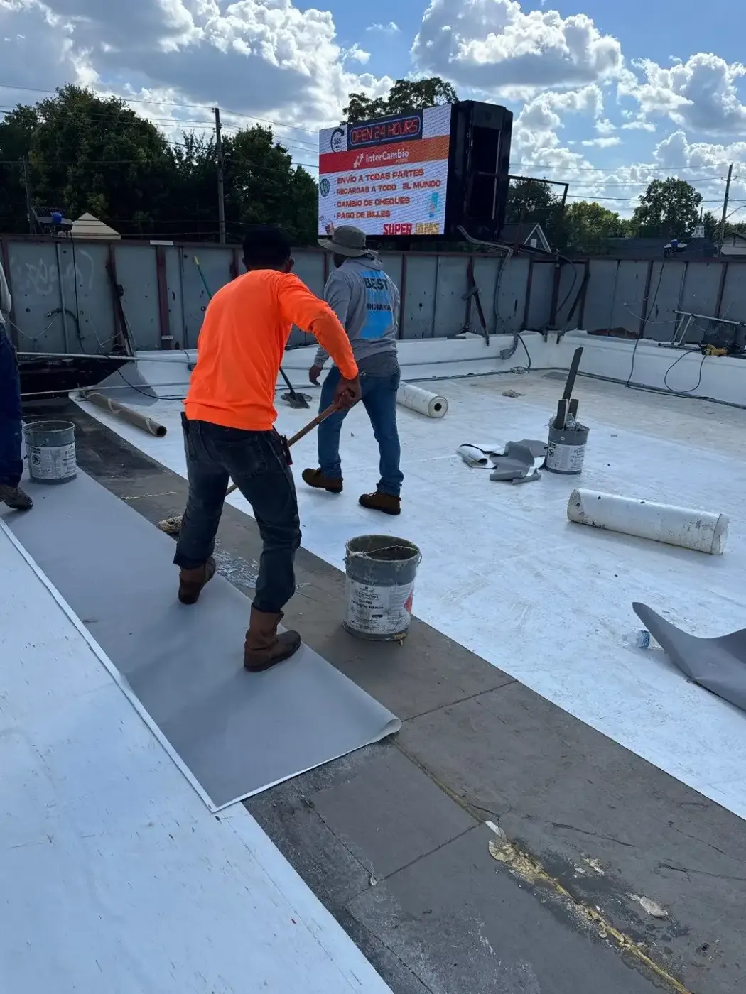 Commercial roof inspection documented in Greenfield